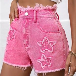 Pink star denim shorts size s